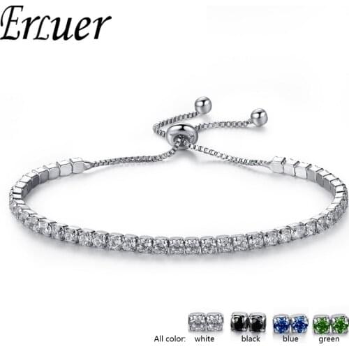 Fashion Silver color Chain Link Bracelets & Bangles For Women AAA Cubic Zirconia Crystal adjustable Jewelry Birthday Gifts