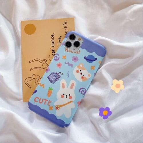 3D Color painting cute rabbit cartoon Soft silicone phone case for iphone X XR XS 11 Pro Max 6S 7 8 plus Holder cover gift coqu