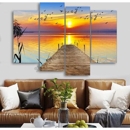 5D Diamond Painting Accessories sunset beach birds Bridge view Cross-Stitch Kit Paint Rhinestone Drill Handmade Art 4pcs GG5190