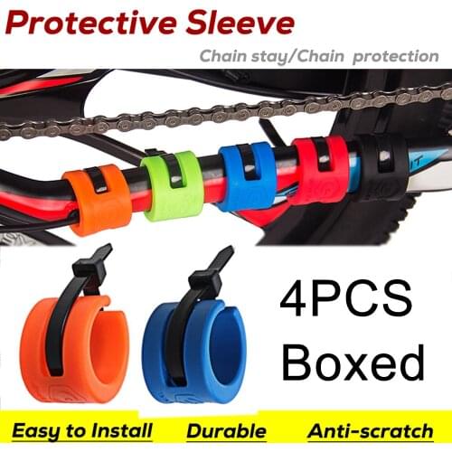 4PCS Bicycle Chain Protection Sticker MTB Road BMX Bike Rear Fork Anti-Collision Rubber Protective Ring Guard Protector Kit Part
