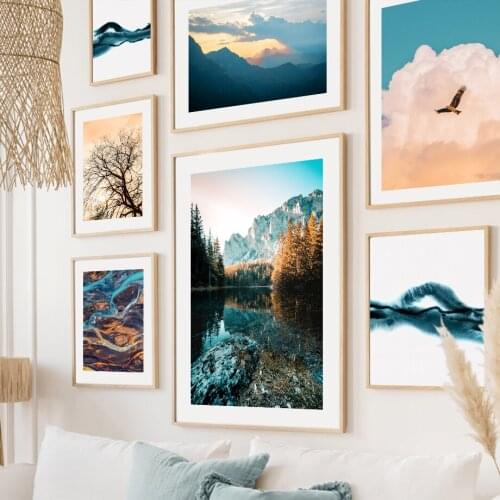 Forest Hill Lake Sun Cloud Eagle Wall Art Canvas Painting Nordic Posters And Prints Modern Wall Pictures For Living Room Decor