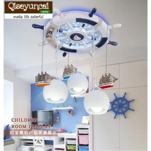Qiseyuncai Modern minimalist creative childrens room cartoon aircraft LED eye-light ceiling lamp warm boy bedroom lighting