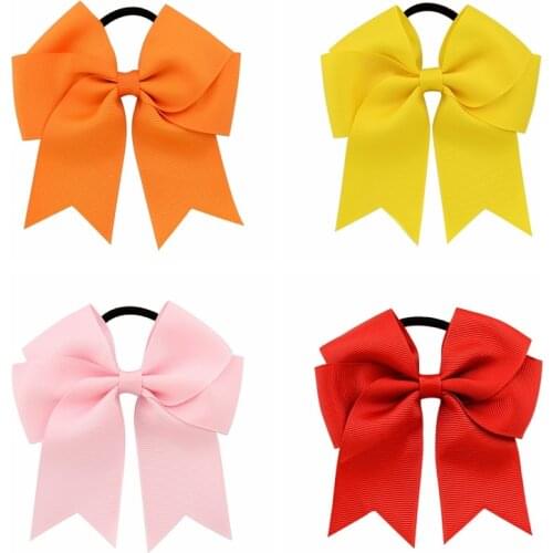 1 Pcs 4.5 InchGirls Cheerleading Bow Elastic Hair Bands child Ribbon Rope Ponytail Holder Kids Fabric School Girls Hair Band 637