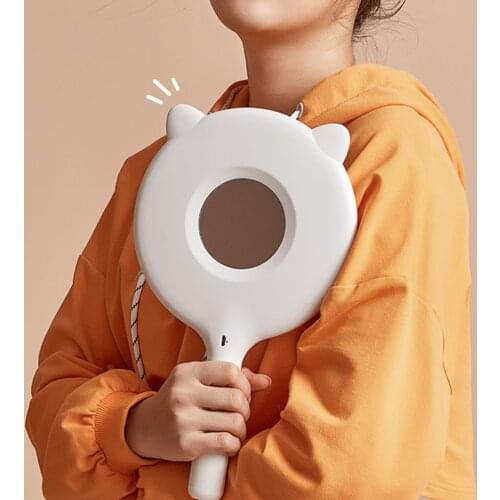 Handheld Led Smart desktop Makeup Mirror Double-sided Mirror 3 Color Electroless Plating Dimming Bright Round Vanity Mirror