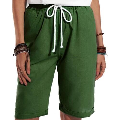 Summer Women Shorts Casual Solid Color Pockets Summer Drawstring Wide Leg Short Sports Knee Length Wide Leg Shorts Women 2021