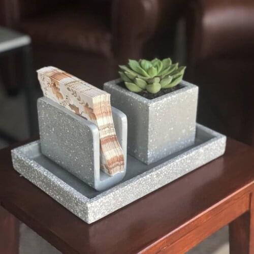 Cement Flowerpot Silicone Mold Concrete Tray Molds Paper towel Storage Box Mold Office Decoration Pot Storage Tray Silicon Mold