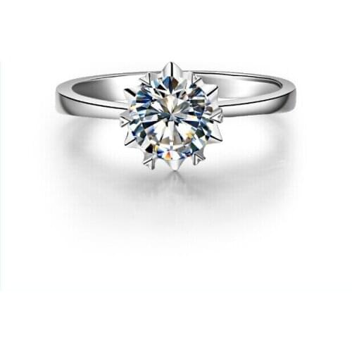 Solid 14K White Gold Ring Snowflake Style Jewelry for Women 0.5Ct Diamond Engagement Ring Au585 G14K