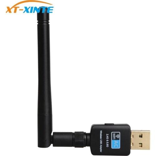 USB2.0 Wifi Adapter 5.8GHz+2.4GHz Wi-fi Receiver High Speed 600Mbps External 2dbi Antenna Wireless PC Network Card 802.11ac