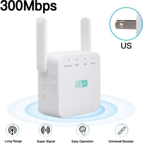 300Mbps Wireless Extender Repeater 2.4Ghz Network Wifi Signal Booster 802.11N Amplifier Long Range Router Repeater Plug and Play