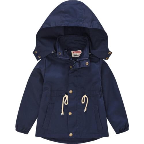 Spring Autumn Baby Toddler Girls coat Trench Coats 2-9 Yrs Infant Long Sleeve Hooded Casual Lashing Children Jacket windbreaker