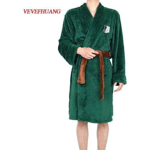 VEVEFHUANG Halloween Cosplay Cloak Attack on Titan Unisex Nightwear Sleepwear Bathrobe Costume Robe The Wings of Freedom Pajamas
