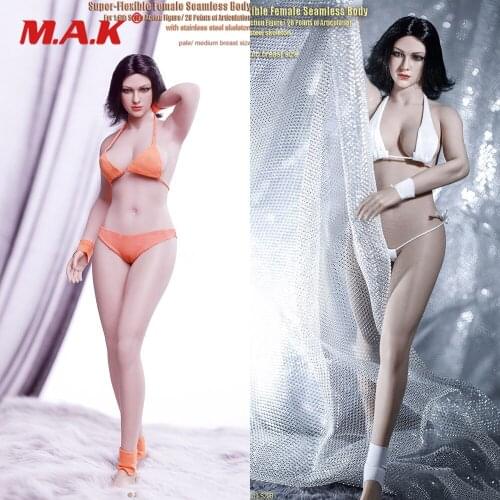 Newest 1/6 Super Flexible Micro Fat Pale/Suntan Skin Female Mid Bust Seamless Body Pichen 27.8CM S29A/S29B Model for 1:6 Head