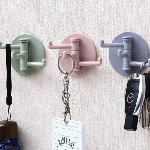 1pcs kitchen self adhesive hook rotate No hole sticking no trace sticking creative hook kitchen utensils wall Storage Racks