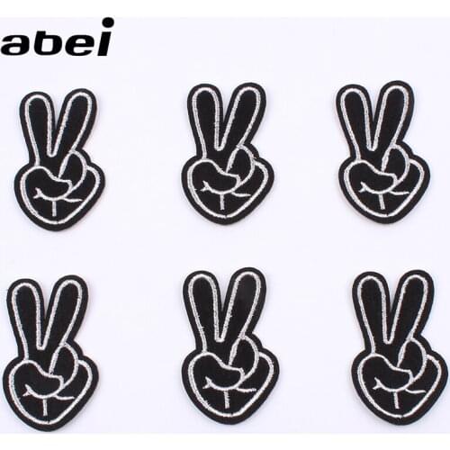 10PCS Iron On Gesture Patches DIY Clothes Fabric Sticker Handmade Jeans Coats Patch Apparel Sewing Accessories Iron On Appliques
