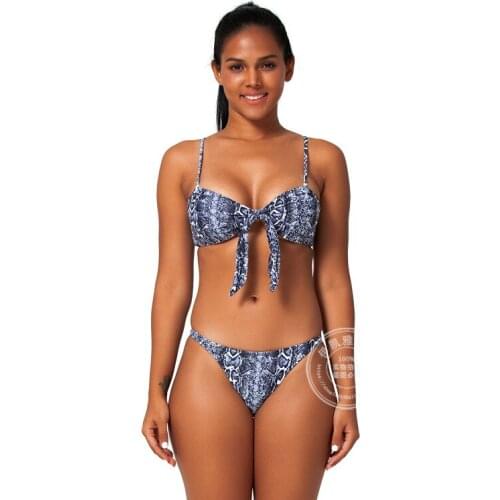 2020 Hotsale Snakeskin Print Bikini Woman Beach Swimsuit Bikinis Set for Young Girl