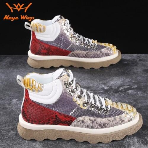 2021 High Quality Trendy Martin Boots Gold Color Python Skin Mens Luxury Casual Leather Boots