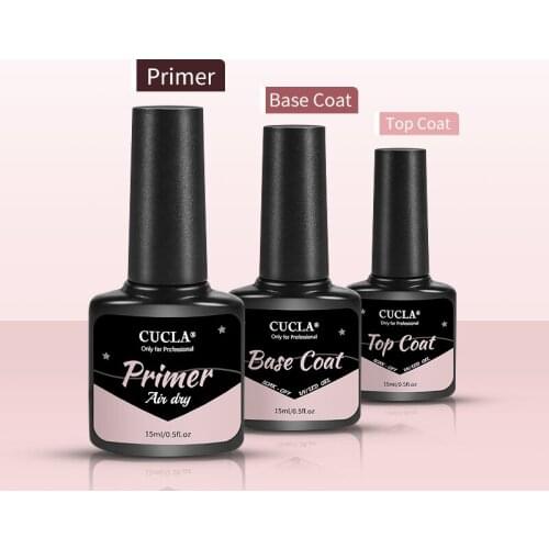 3Pcs Manicure Nail Gel Primer Base Top Coat Set Soak off Base Coat UV Gel Primer Nail Polish Top Coat Nail Art Set 15ml TSLM1