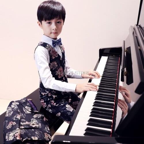 Flower Boys Luxurious Wedding Suit Kids Jacket Vest Pants 3Pcs Party Dress Children Piano violin Stage Show Performance Costume