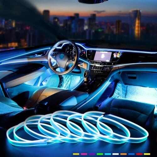 5m Car Interior Atmosphere Lighting LED Strip 5V DIY Flexible EL Neon Cold Light Line Tube With USB Auto Decoration Ambient Lamp