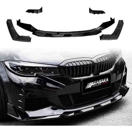 Front Bumper Spoiler Lip For BMW New Gen 3 Series G20 G28 2019-2020 330i M340i M Sport Splitter AKASAKA Glossy Black Lower Chin