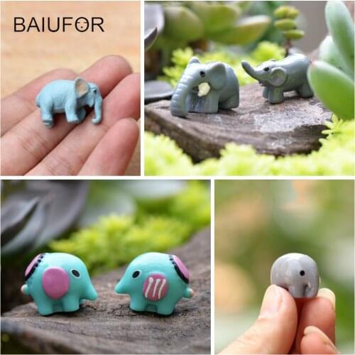 BAIUFOR 2 pcs/lot Elephant Animal Terrarium Miniature Mini Garden Figurines Fairy Garden Decoration Craft Home Decor Accessories