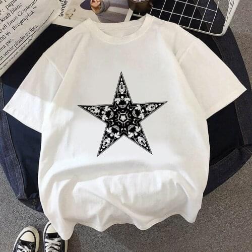 The Great Wave of Aesthetic T-Shirt Women Tumblr 90s Fashion Graphic Tee Cute T Shirts And Star theme Summer Tops Female