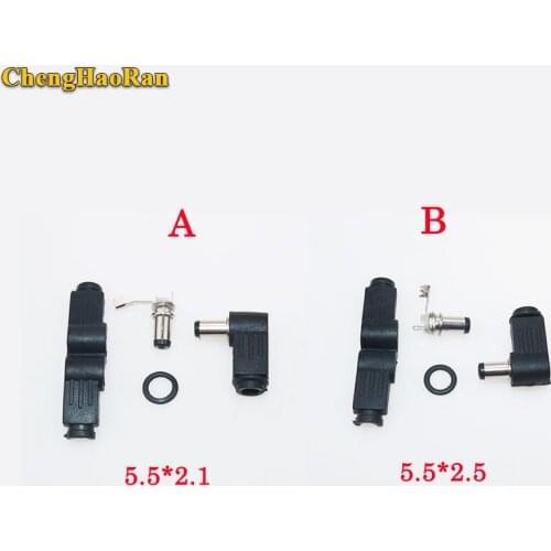 ChengHaoRan 2pcs DC 5.5*2.1/5.5*2.5mm Male DC Power Plug Connector Angle 90 degree L Shaped plastic 5.5*2.5 5.5*2.1 mm