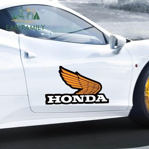 EARLFAMILY 43cm x 26.8cm for Honda Wings Yellow Retro Car Assessoires Sticker Waterproof Printing Decal Surfboard Vinyl Car Wrap