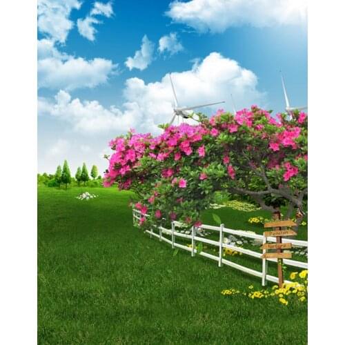 Lawn Grass Flowers Photography Backdrops Photo Props Studio Background 5x7ft