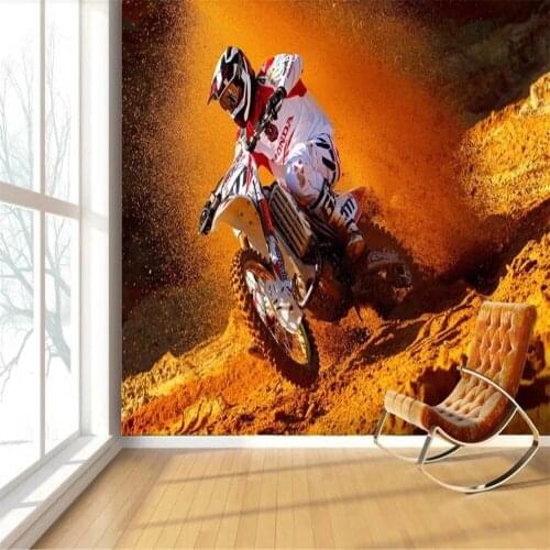 Custom large 3D mural off-road motorcycle desert background wall decoration painting living room bedroom Self Adhesive wallpaper