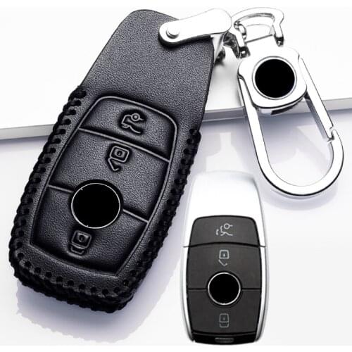 Leather Car Key Cover Case Shell Bag Protective Key Ring For Mercedes Benz 2017 E Class W213 2018 S class Accessories