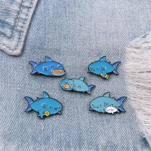 Creative Animal Marine Creature Shark Enamel Brooch Lollipop Carrot Fish Alloy Pins Badge Clothes Accessories Jewelry Gifts