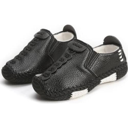 Children England Style Boys Leather Shoes Baby Fashion Sewing Casual Shoes PU Leather Autumn Soft Sole Sneakers Slip On 21-30