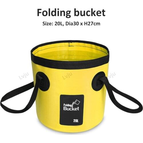 Lvju Collapsible Bucket, 12L 20L Foldable Water Container, Portable Lightweight Pail for Camping, Traveling