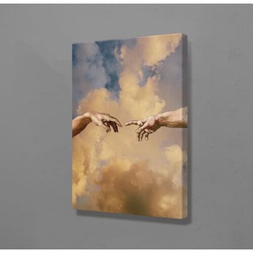 Creation of adam hands Famous Painting wall Art Canvas for Living room home bedroom study dorm decoration prints