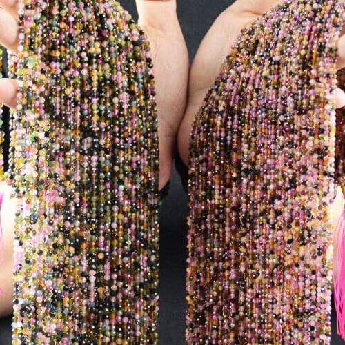 Natural Bright Quality Multiple Tourmaline Small Faceted Round Beads 2.8mm / 3.2mm