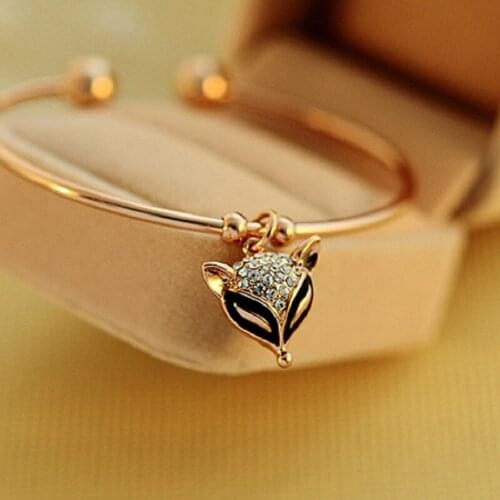 2019 New Fashion Adjustable Crystal Fox Bracelet Cuff Opening Bracelet for Women Beach Jewelry Gift Wholesale