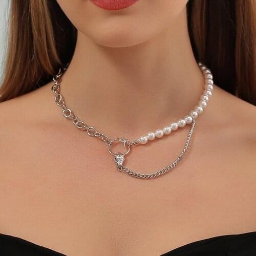 New Fashion Trend Pearl Choker Necklace for Women Punk Vintage Silver Color Snake Pendant Necklace Party Jewelry Gifts