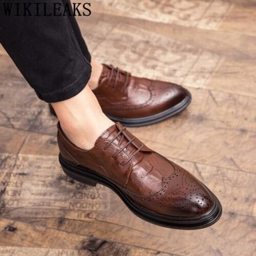 Brogue Shoes Men Formal Italian Brand Oxford Shoes For Men Coiffeur Office Shoes Men Classic Sapato Oxford Masculino Ayakkabi