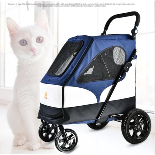 Luxury Pet Cat Stroller Baby Stroller Newborn Multifunction Foldable 4 Wheels Shock Absorption Stroller Dog Transporter Carrier