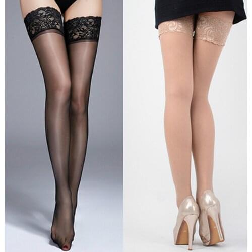 Sexy Women High Stockings Lace Top Silicon Strap Anti -slip Dij Nightclub Medias De Mujer Womens Erotic