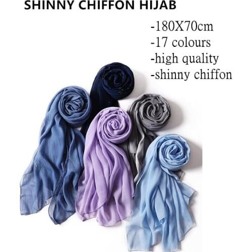 GlitterThread Chiffon Womens Muslim Hijabs Long Scarf Shawl Shinny Head Wrap Turban Islamic Arab Modest Headscarf Foulard Femme