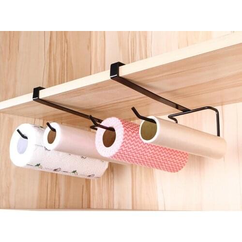 Ambry door nail-free paper towel rack disposable rag hanging rack double row rag preservation film rack no hole hanging