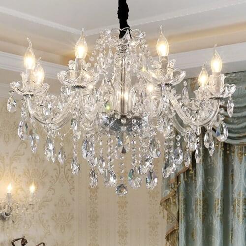 Modern Clear Crystal Chandelier Silver Decora K9 Crystal Chandelier Clear Hanging Lights Fixture Wedding Decoration Pendant Lamp