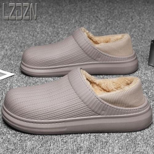 Wooly Big Cotton Baotou Outdoor Wear Warm Velvet Mens Shoes Winter Household Half-Drag Home Couple Bread Mens Shoes Down