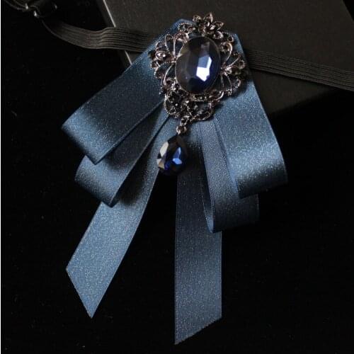 Vintage Crystal Fabric Bow Tie Brooch Korean Fashion Bowties Neckties for Man Ribbon Shirt Collar Luxulry Jewelry Accessories