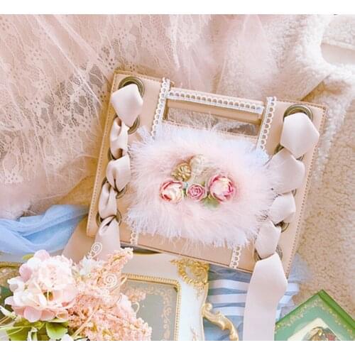 Vintage Stereo Flowers French Lolita Shoulder Bag Sweet Loli Fringe Cross Body Bag Cos Handbags gift