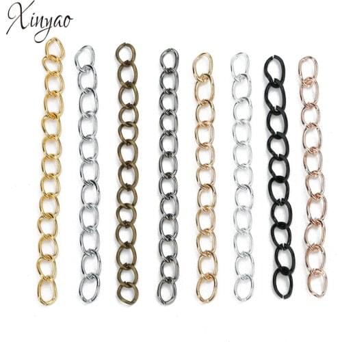 XINYAO 100pcs/lot Necklace Extension Chain Bulk Bracelet Extended Chains Tail Extender For DIY Jewelry Making Findings F1620