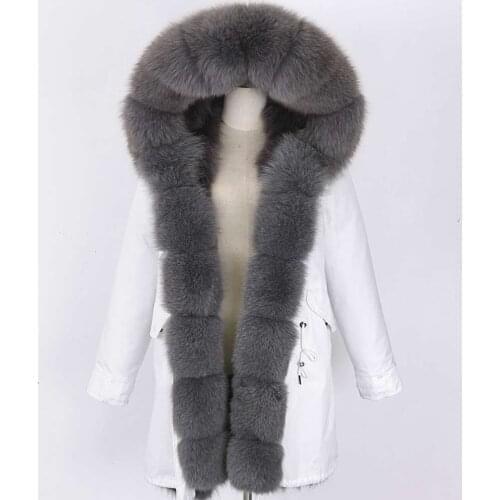 Women Real Fur Coat Winter Waterproof Parka Thick Streetwear Outwear Raccoon Jacket Fox Fur Liner Warm Fur Collar Natural Hooded