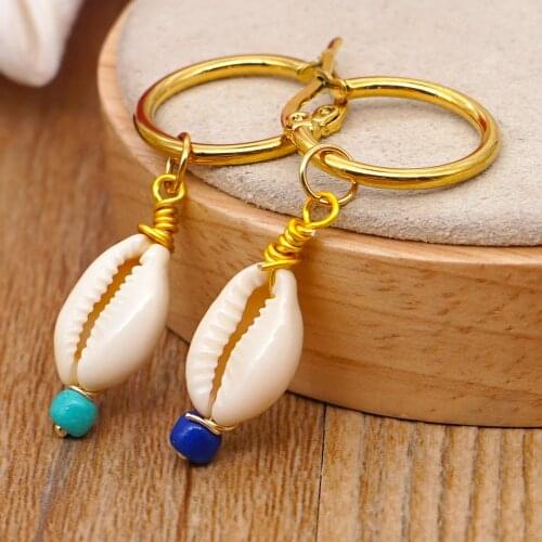 Go2Boho Seashell Drop Earring For Women Jewelry 2021 Summer Beach Shell Earrings Simple Trendy Vacation Earings Stainless Steel